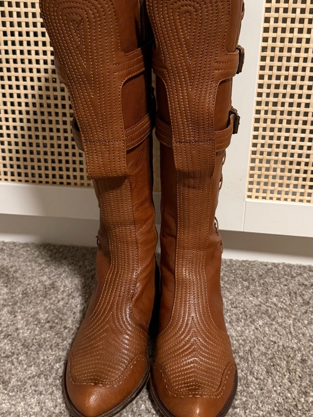 Alexander McQueen Vintage Tall Tan Leather boots Y2K